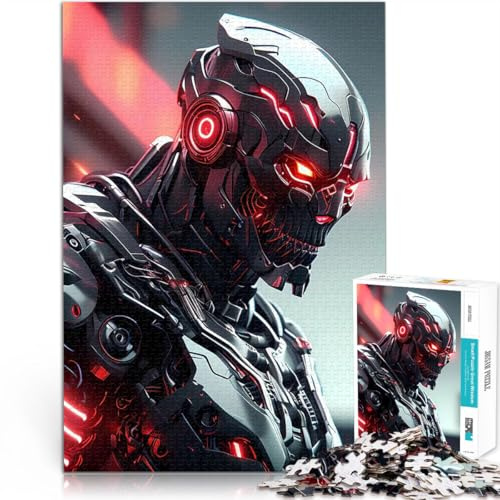 Puzzle für Jugendliche 1000 Teile Stressabbau Schwierige Herausforderung Dunkler Cyborg-Krieger Geeignet für die Schreibtischdekoration38x26cm