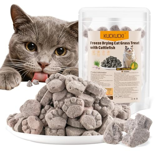 Golosina de Hierba Gatera para Gatos con Sepia, Snack Liofilizado con Hierba Gatera para Limpiar los Dientes