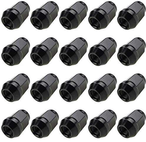 C CARBONADO Dado ruota 1/2 20 UNF chiuso nero elettroforeticamente rivestito chiave chiave SW19 per cerchioni in alluminio (20)