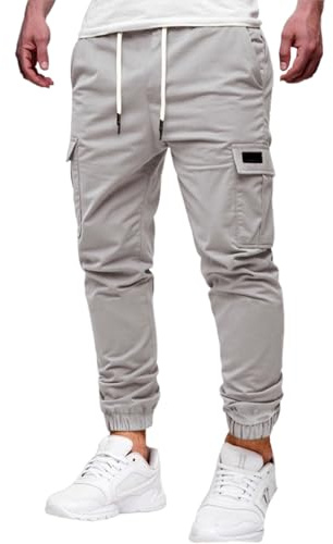 WINKEEY Pantalon Cargo Homme Pantalon de Travail Taille Élastique à Cordon pour Randonnée, Sport