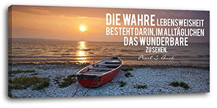 dalinda® XXL-Wandbild Leinwandbild mit Spruch Die wahre Lebensweisheit... 100x40cm Wanddekoration Keilrahmenbild Kunstdruck Wandbild Panorama Leinwandbild LS005