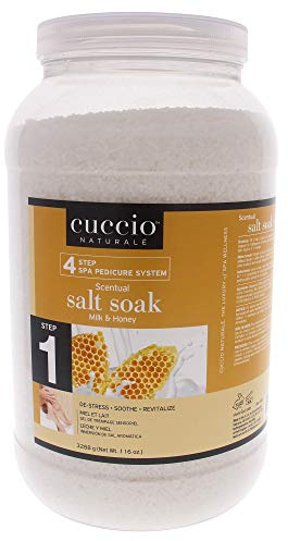 Cuccio Luxury Spa Scentual Salt Soak – Milk and Honey Bath Salts for Hands, Feet, and Body – Soothing and Revitalizing – 116 Ounces
