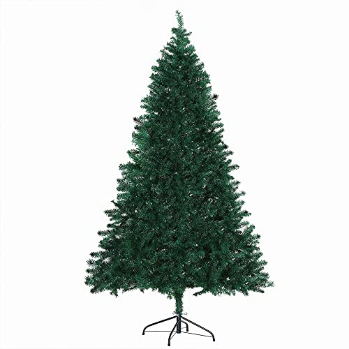 HOMCOM Árbol de Navidad 180cm Artificial Árbol de Pino Decoración Navideña con Soporte Metálico 1000 Ramas Verde PVC