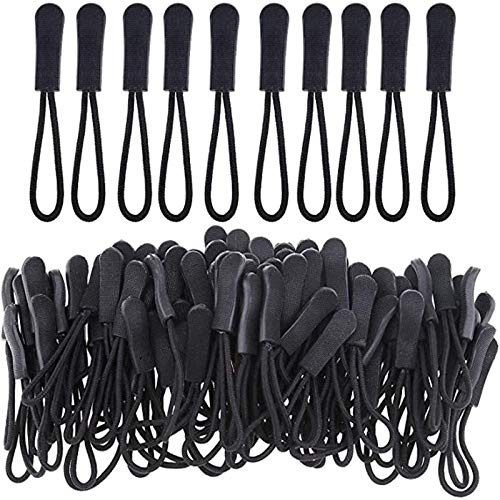 junao 50 Unidades de Extensiones de Cremallera, Cierre de Cremallera, cordón de Repuesto, Adecuado para Chaquetas, Mochilas, Tiendas de campaña, Estuches con Ruedas, Color Negro