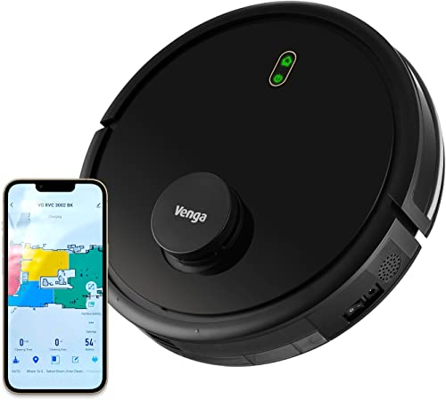 Venga! Roboter-Staubsauger, Bodenreiniger, Lasernavigation, mit App, Schwarz, VG RVC 3002 BK