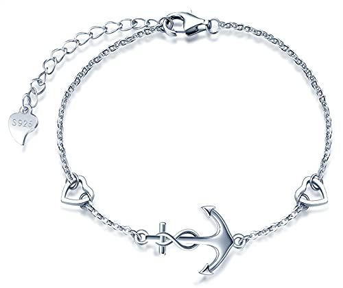 INFINIONLY Damen Mädchen Armbänder, 925 silber armband, Anchor armband, armbänder mit anker und unendlichkeitssymbol, silber