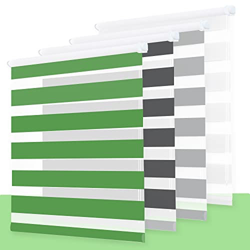 Rollo, Rollos für Fenster Doppelrollo ohne Bohren, Doppelrollo Klemmfix ohne Bohren, Rollo ohne Bohren, Doppelrollo ohne Bohren, für Fenster und Türen Grün 45 x 140cm