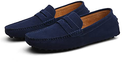 LZQpearl Mocassini Penny da Uomo, Scarpe Basse da Uomo in Pelle Scamosciata, Slip on Boat Deck Casual Mocassino Pantofole per Unisex Adulti E Adolescenti