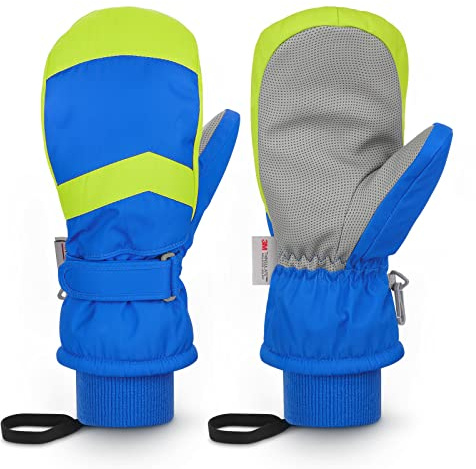 Homord Guanti Neve Bambina Unisex Muffole Guanti Guanti Impermeabili Bambino Guanti Invernali Termici Bambino per Slittino Snowboard Pattinaggio Ciclismo Corsa 3-13 Anni