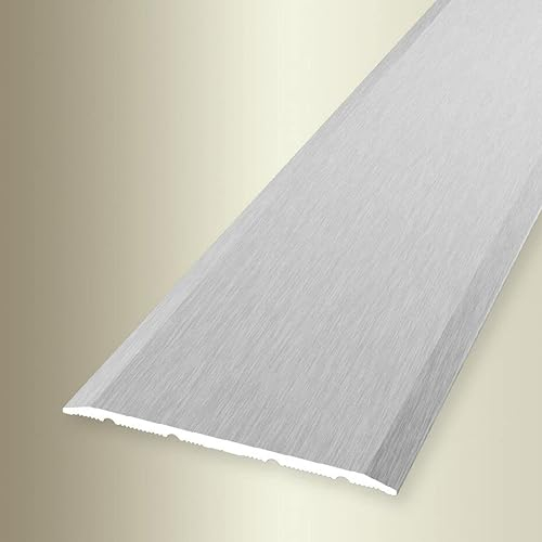 PROVISTON | Übergangsprofil | Breite: 60 mm | Höhe: 0-99 mm | Länge: 1000 mm | Aluminium eloxiert | Glatt | Silber Fein Geschliffen | Selbstklebend