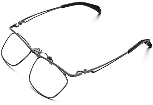 FONEX 180° Flip Titanium Glasses Frame for Men,Square Eyewear Optical Eyeglasses F8043 (F8043 Grey)
