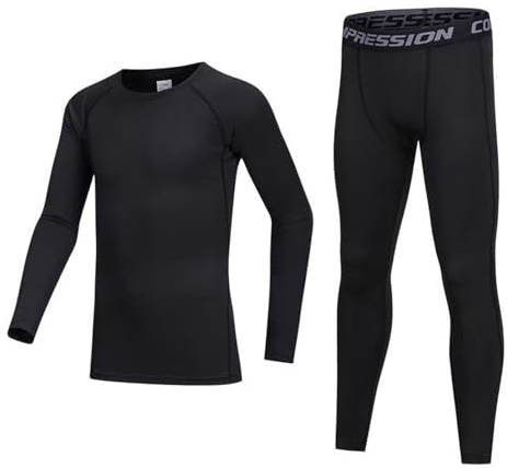 Kids Base Layer Boys Thermal Football Skin Compression Sets for 6~13 Age | Rugby Skin, Sport Thermal, Long Sleeve Top & Bottom Sets