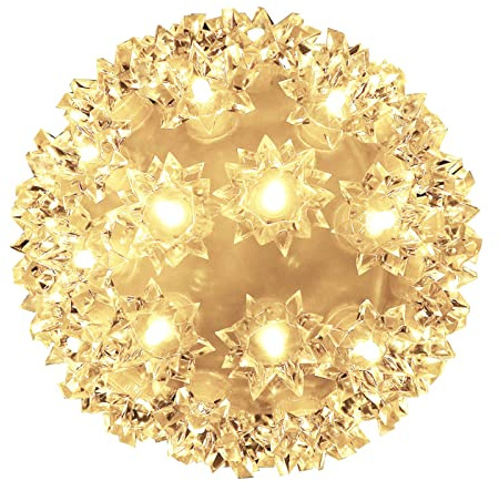 Christmas Lights Ball 5.5 Sparkling Outdoor Hanging Twinkling Sphere Lights 50 LED Starlight Soft Twinke for Tree Porch Decorations, Warm White
