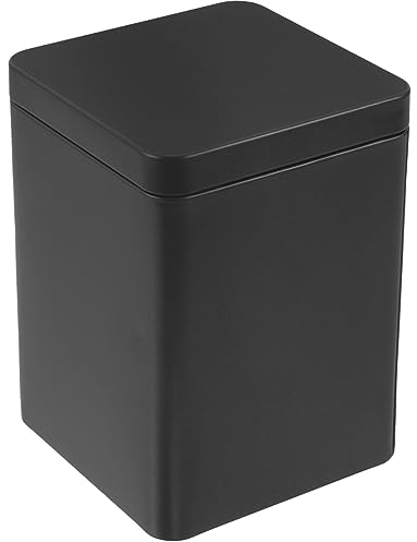 HEMOTON Boîtes À Thé Carrées Avec Couvercles Hermétiques Conteneurs De Stockage De Thé Boîte De Conserve Pour Le Stockage Du Thé Du Café Du Sucre Feuilles Mobiles Noires