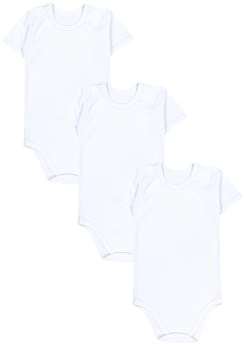 TupTam Baby Body Kurzarm – 3er Set aus 100% Baumwolle bis Größe 134, Farbe: Weiß, Größe: 110
