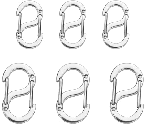 Mezrkuwr 6 Stück doppelt öffnende Verkürzer-Verschlüsse, Silber, Halsketten-Verschluss und Verschlüsse, Edelstahl-S-Lock-Armband-Verbindungs-Halsketten-Clip, 2 Größen