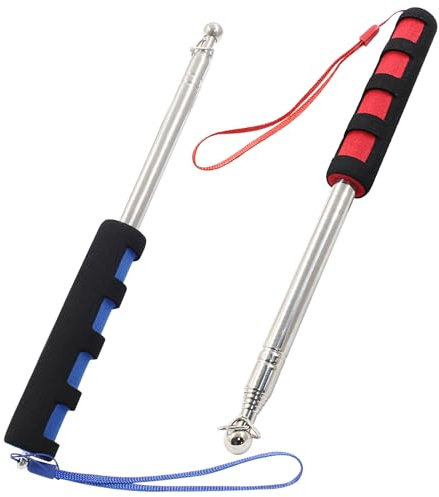 BokWin Asta per bandiera retrattile, in acciaio inox, telescopica, portatile, 1,2 m, per guida turistica (rosso + blu, 1,2 m)
