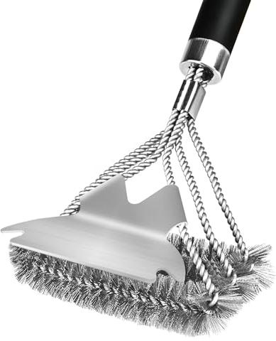 Grillbürste Edelstahl, Grill Reinigungsbürste, BBQ Grillrost Grill Bürste mit Langer Griff, Edelstahl Borsten, Grill Brush für Gasgrills, Holzkohlegrills, Elektrogrills