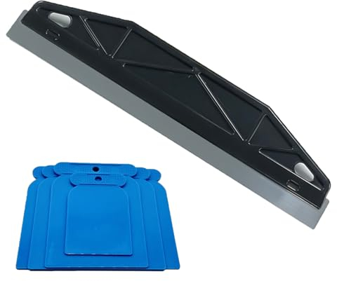 Stainless Steel Paint Shield for Cutting in Tool Comes with 3 PCS Plastic Scrapers,Paint Guard for Skirting Boards,Wallpaper Straight Edge Tool,for Paint Smearing,Repairing Cutting Wallpaper(Black)