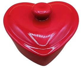 Mini cocotte coeur rouge avec couvercle 10 x 7,5 cm Haute Température Four Pour Petits Plats