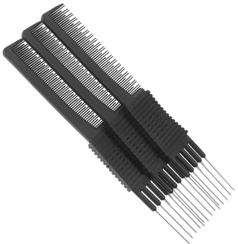 Ipetboom 3pièces Peignes Fibre De Noir Antistatique Peignes à Queue Pour Coiffure Et Salon Outils De Coiffure Professionnels