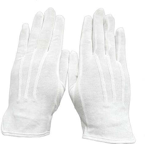 Bomullshandskar med PVC-noppor, halkfri insida, blandad (vit, 9)