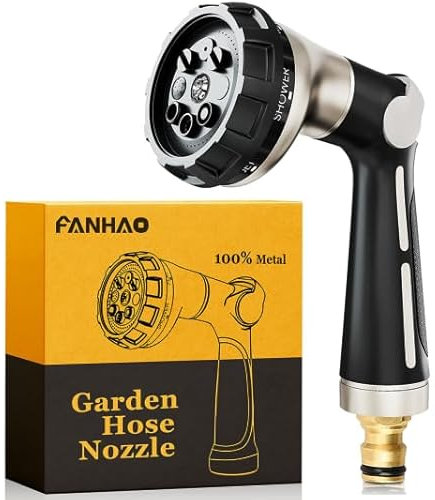 FANHAO Pistola per Irrigazione Giardino, 8 Modelli getti in Metallo Pistola, Alta Pressione Pistola Piardino Acqua, per Irrigazione di Piante, Lavaggio Auto, Doccia per Animali Domestici