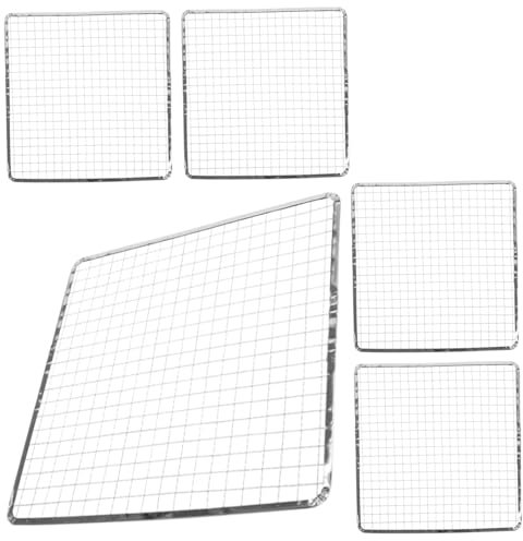 HEMOTON 5pezzi Cestello in Metallo Per Pesce Per Barbecue Vassoio Per Grigliate All Aperto Tappetino Per Rete Di Cottura