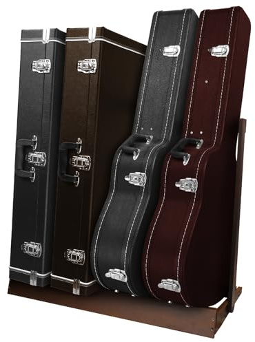 STRICH Guitar Case Rack, Hardwood Folding Multiple Guitar Case Stand for Efficient Space-Saving in Home Studios, SMT-20C Walnut Grain