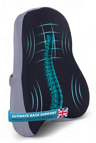 Comfortpad Britain Lot de 2 coussins de soutien lombaire en mousse à mémoire de forme pour chaises de bureau, maison, voyage