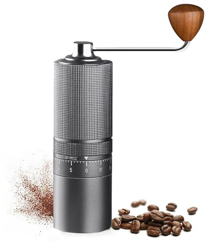 Macinacaffè manuale, ad alta precisione, con nucleo in acciaio inox 420 a 6 stelle e 150 livelli di macinazione regolabili per Aeropress, French Press, Drip, Espresso (grigio)
