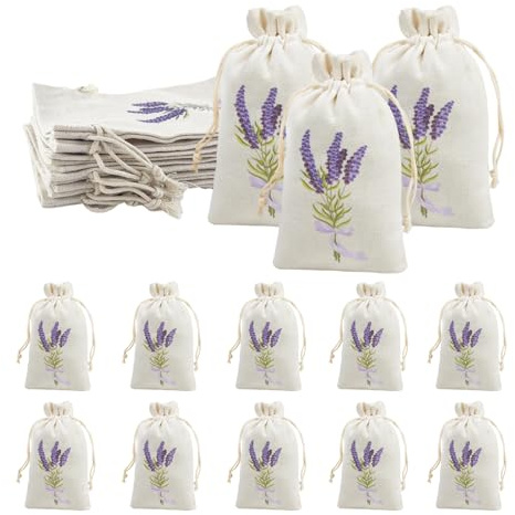 10 Pezzi Sacchettini per Lavanda Vuoti, Borsa Profumati Lavanda in Lino con Coulisse, Sacchetti Profumati per Armadio, Der lavanda, Spezie ed Erbe