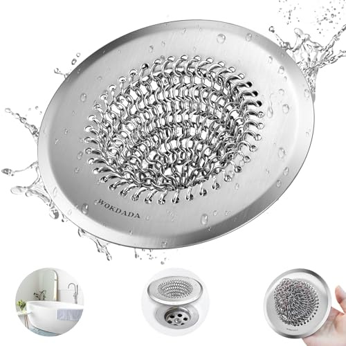 WOKDADA Shower Drain Cover, Fast Drainage Hair Catcher for Shower Drain, Reversible 304 Stainless Steel Drain Protector, Fits Shower, Bathtub, Pop-Up & Regular Bathroom Drains(Patented Product)