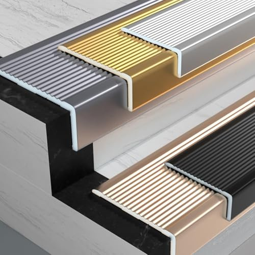 Stair Nosing Profile Edging,Shape Non-Slip Stair Edge Profile Edging Strip, Aluminum Stair Nosing Profile, For Exterior Or Interior Stair Edges-Gold||7x3cm