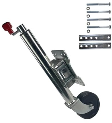 WUHGI Heavy Duty Marine Swivel Trailer Jack - Folding Trailer Jack, Swivel Trailer Jockey Wheel, Robust Boat Trailer Jockey Wheel With 15cm Wheels, 25cm Stroke, 540kg， For Boat, Caravan,car