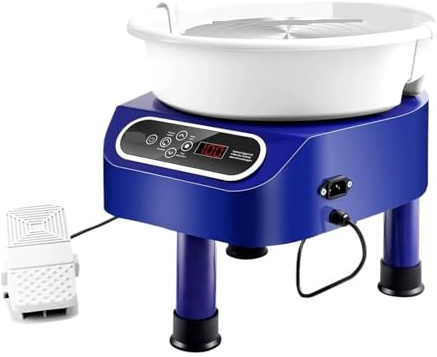 Torno De Cerámica 11 Pulgadas Con Accionamiento Directo, 450 W, Eléctrico, Pedal Gira Estable Suave(10in blue 350W)