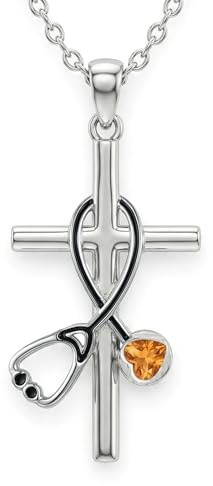 Stetoskop-kors-halsband i 925 sterlingsilver, medicinhänge, smycken, examensgåva för sjuksköterskor och läkare, present till läkarstudenter och sjuksköterskor