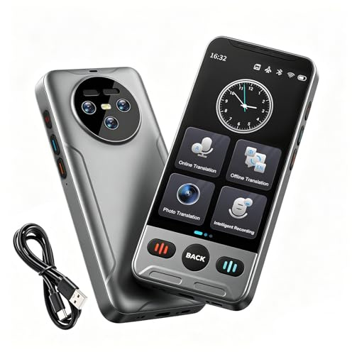 Traducteur Vocal Portable, Traducteur de Langues Intelligent Bidirectionnel avec Traduction Photo et Temps Réel, Prise en Charge de 142 Langues, En Ligne et Hors Ligne pour Voyage, Études et Travail