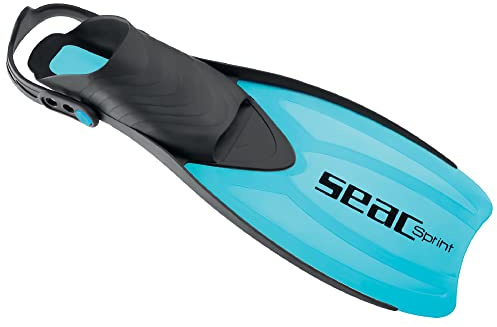 SEAC Sprint, Aletas de Snorkel Ajustables con cinturón elástico, para Hombres, Mujeres y niños, Azul, M/L