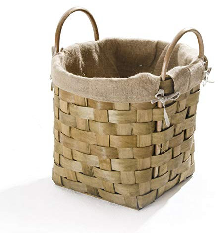 VERDELOOK Cesta portalegna Rotonda Intrecciata in Materiale Naturale e Interno in Juta, Diametro 45 cm, Altezza 41/55 cm