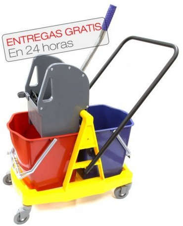 Clim Profesional Carro de Fregado con Doble Cubo de 18 litros y Prensa. Diseñado con Rruedas y Sistema de Doble Cubo para Agua Limpia y Sucia