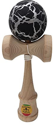 Bahama Kendama Crackle – metálico plata sobre negro