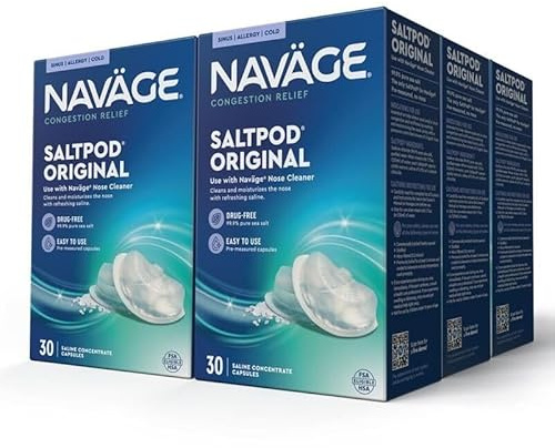 Navage SaltPod Bundle 6 30-Packs (180 SaltPods) Salt Pod Refills Only - Exclusively Designed for the Nasal Irrigation System - Sinus Rinse and Saline Pods for Fast and Soothing Relief