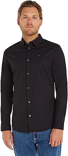 Tommy Jeans Men’s TJM Original Long Sleeve Shirt, Black (Tommy Black), L