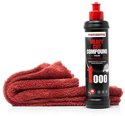 Detailmate Kit de polissage Heavy Cut Compound 1000 Élimine les rayures + 40x40 cm microfibre pour voiture