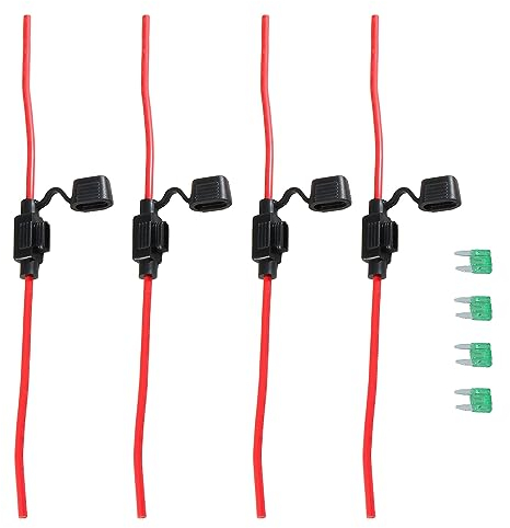 RED WOLF Sicherungshalter 4 Stück Mini-Sicherungshalter Mit 30A ATM Auto KFZ LKW Flachsicherung Dracht Inline 4mm² Kabelquerschnitt