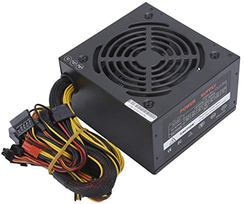 600W Fuente de Alimentación,5.5 Pulgadas de Ventilador Silencioso Fuente de Alimentación para Computadora,ATX-600W 24 Pin Fuente de Alimentación con Manual Ajustable Fan,Accesorio de Escritorio(Negro)
