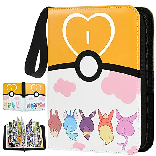 Raccoglitore Carte da Collezione Album per Carte con 50 Pagine 400 Carte, Album Carte Compatibile con Cerniera, Libro Porta Carte da Collezione di Giochi per Bambini (giallo)
