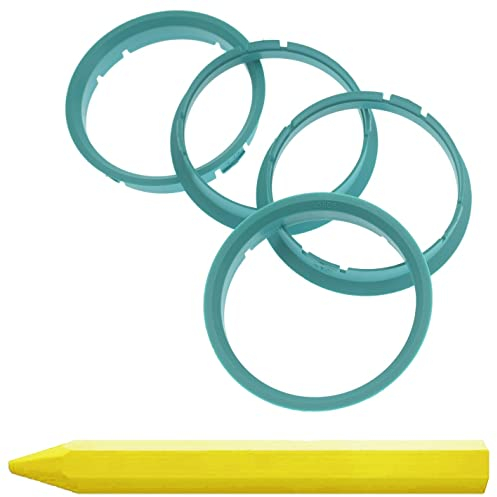 4X Zentrierringe 70,0 x 66,6 mm Türkis Felgen Ringe + 1x Reifen Kreide Fett Stift