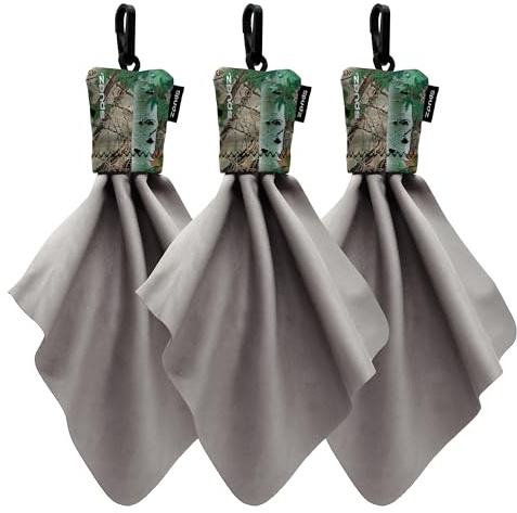 SPUDZ Klassisk mikrofiberlinsrengörare – clip-on påse, tvättbar – för kikare, sikt, glasögon, skärmar | klassisk | Alpine Mountain Camo, 15 x 15 cm (6 x 6 tum) (3-pack)